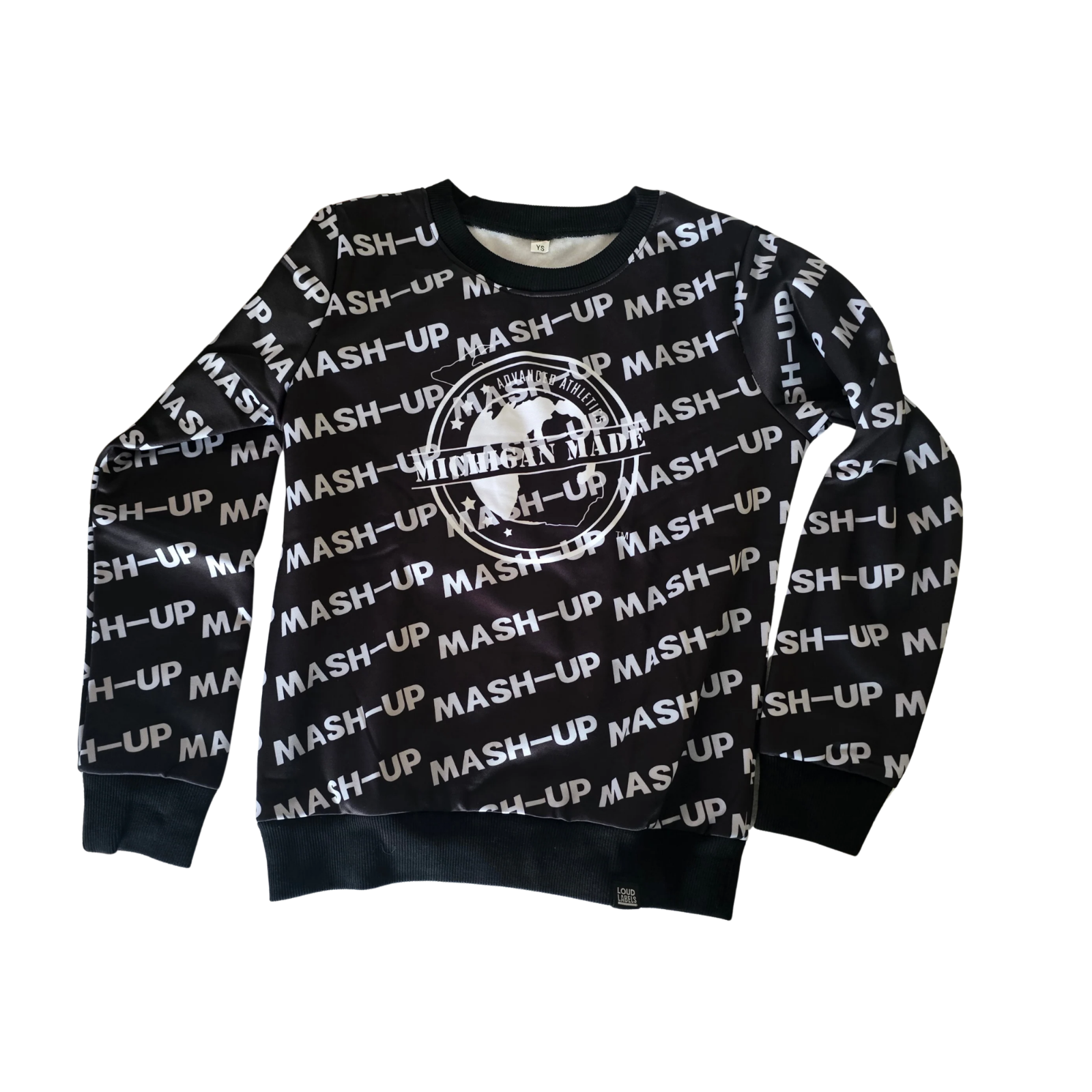 Fleece Lined Crew Neck Sweatshirt Black and Gray